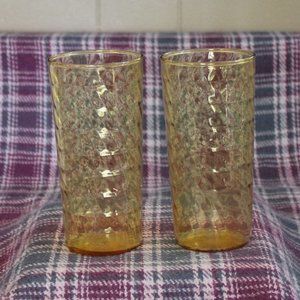 Anchor Hocking Jubilee Honeygold Drinking Glasses Set of Two